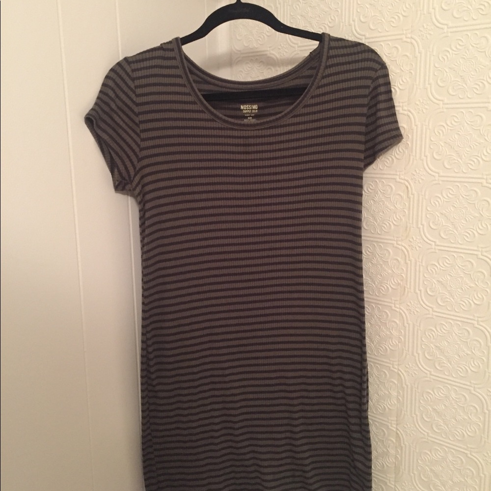 Olive &  Black Stripped T-shirt Dress